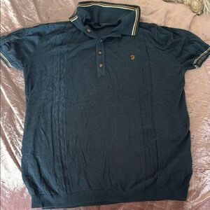Farah Men's Vintage Navy Polo Shirt - medium